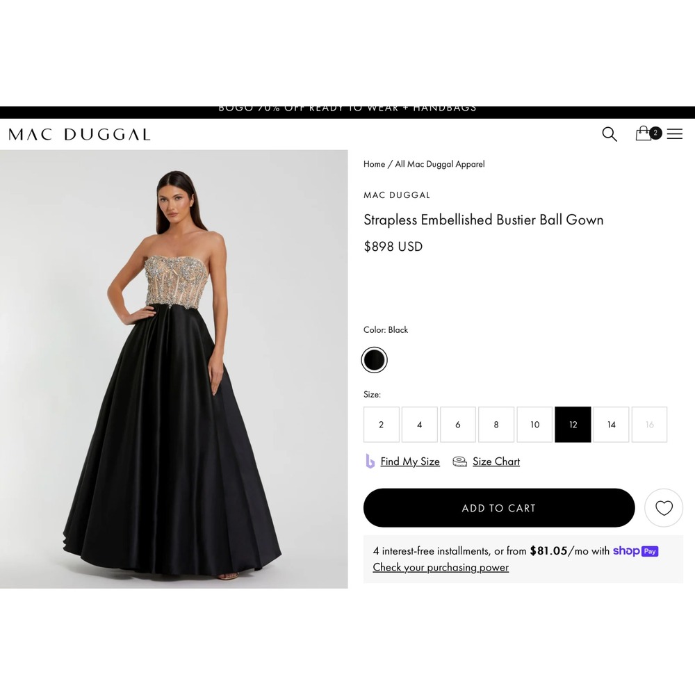 NWT‎ $898 MAC DUGGAL [ 12 ] 20701 Strapless Embellished Bustier Ball Gown S1851 - Picture 3 of 15